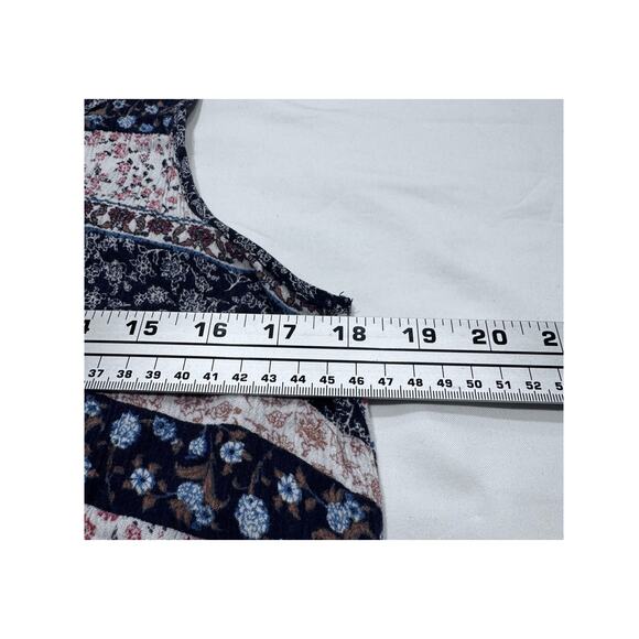 Wallflower Women's Stripe Floral Tank Blouse L Round Neck Sleeveless Lace Trim - Picture 5 of 7